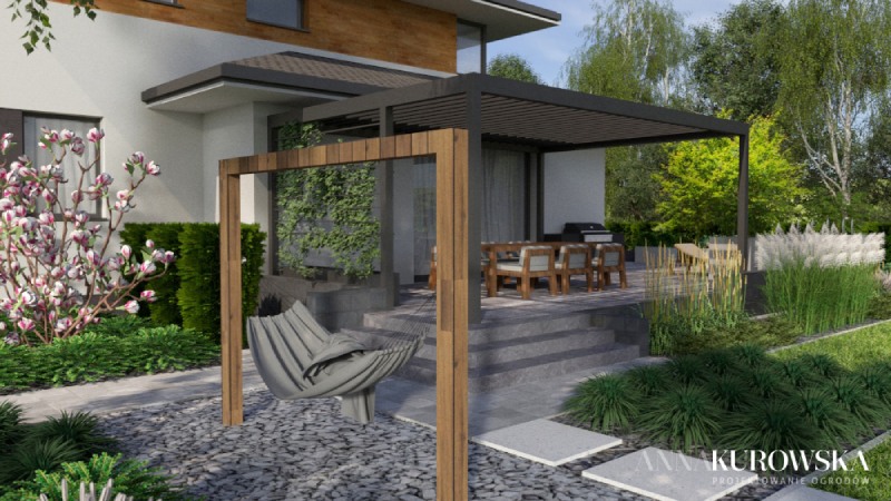 Projekt ogrodu na leśnej działce.