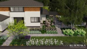 Projekt ogrodu na leśnej działce.