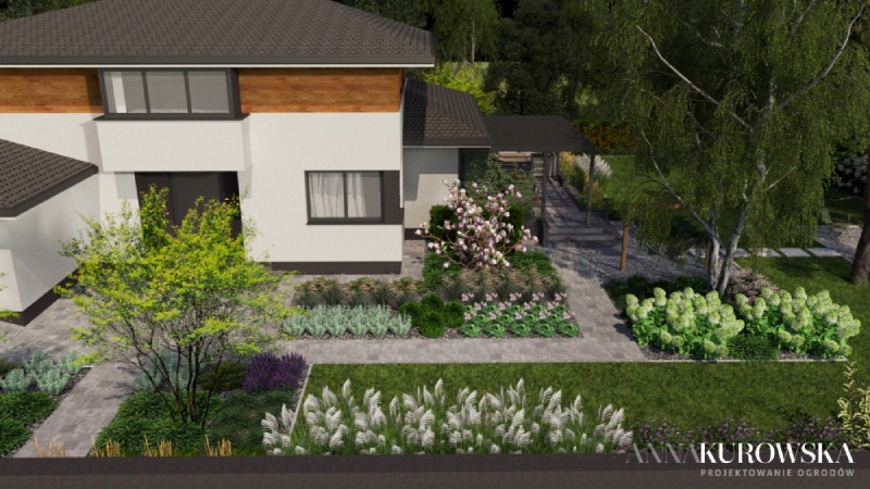 Projekt ogrodu na leśnej działce.