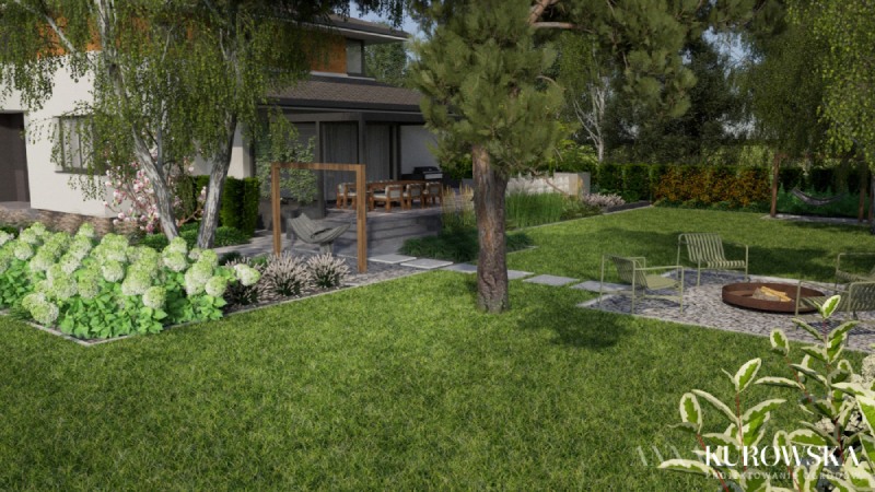 Projekt ogrodu na leśnej działce.