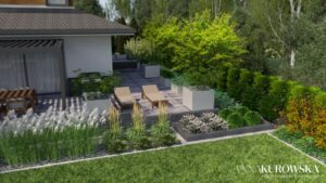 Projekt ogrodu na leśnej działce.