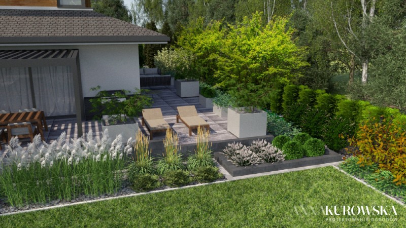 Projekt ogrodu na leśnej działce.