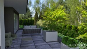 Projekt ogrodu na leśnej działce.