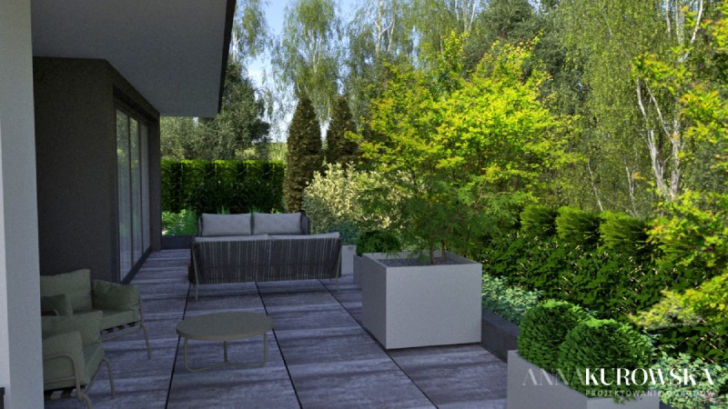 Projekt ogrodu na leśnej działce.