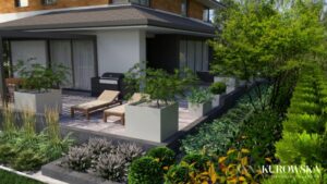 Projekt ogrodu na leśnej działce.