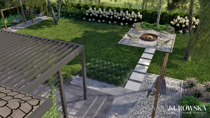 Projekt ogrodu na leśnej działce.