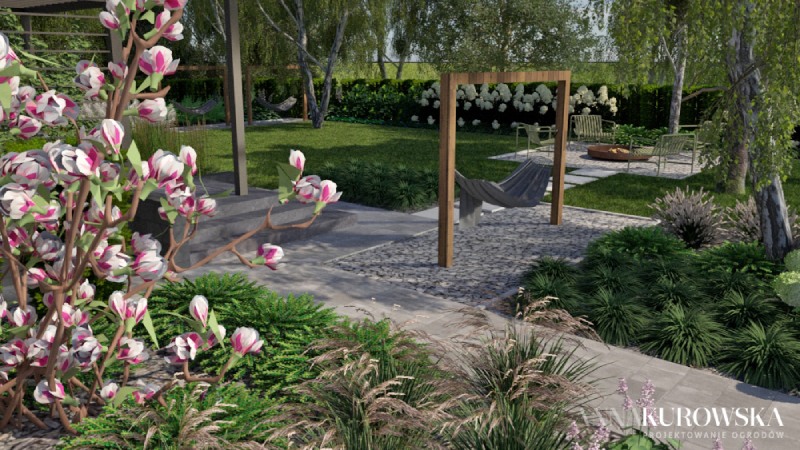 Projekt ogrodu na leśnej działce.