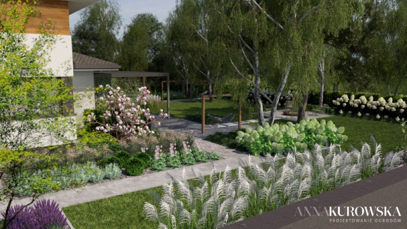 Projekt ogrodu na leśnej działce.