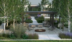 Nowoczesny ogród dla dużej rodziny