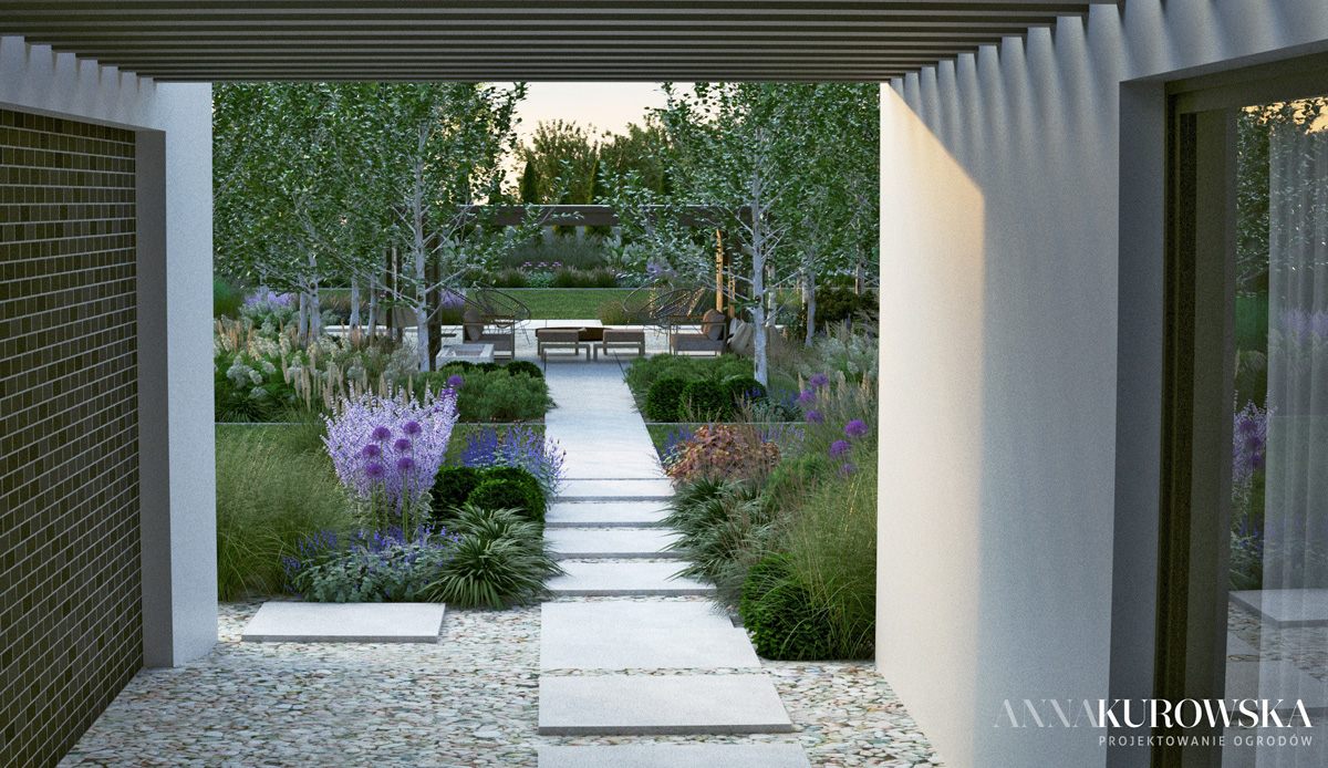 Nowoczesny ogród dla dużej rodziny