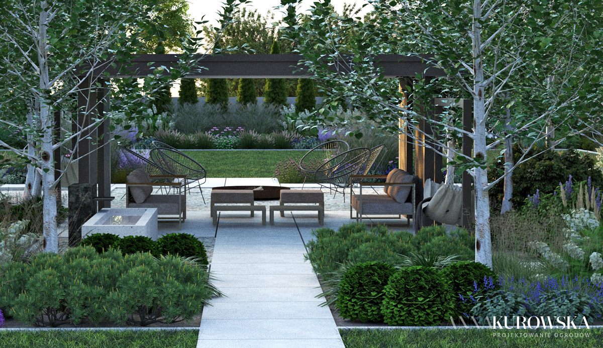 Nowoczesny ogród dla dużej rodziny