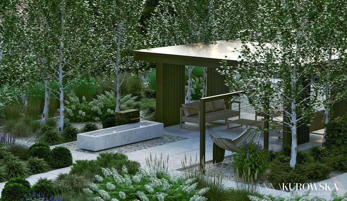 Nowoczesny ogród dla dużej rodziny