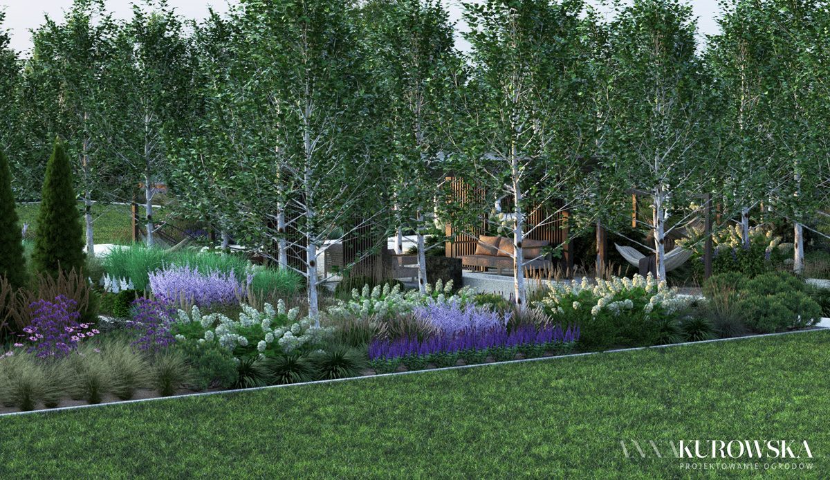 Nowoczesny ogród dla dużej rodziny