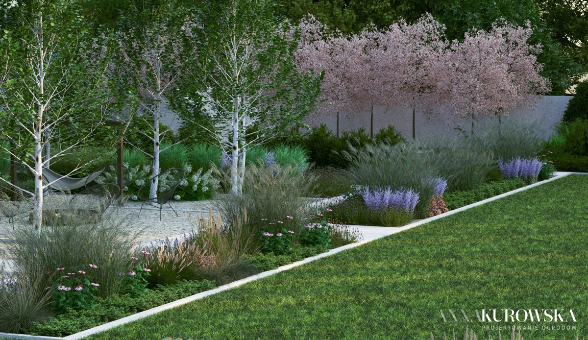 Nowoczesny ogród dla dużej rodziny