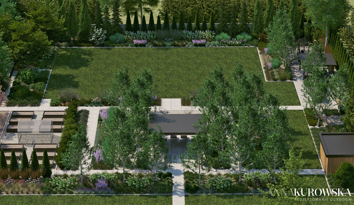 Nowoczesny ogród dla dużej rodziny