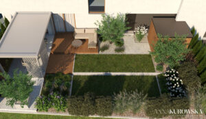 Projekt małego ogrodu w zabudowie szeregowej