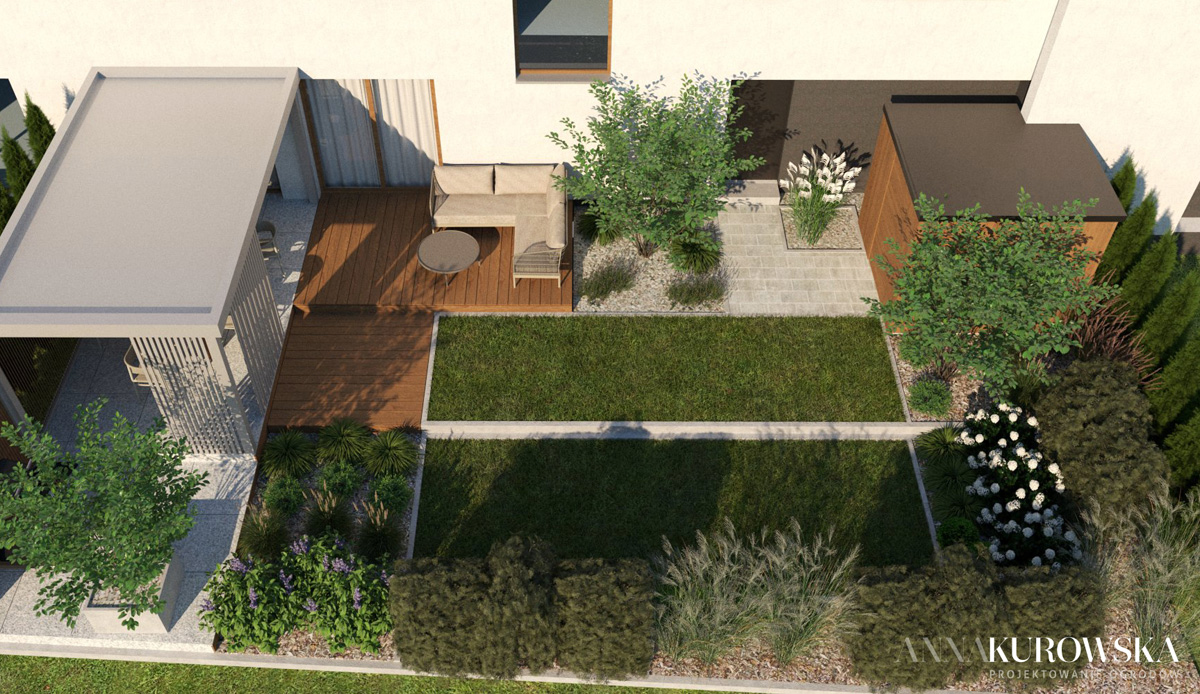 Projekt małego ogrodu w zabudowie szeregowej