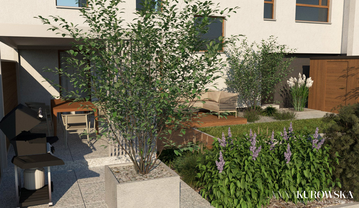 Projekt małego ogrodu w zabudowie szeregowej