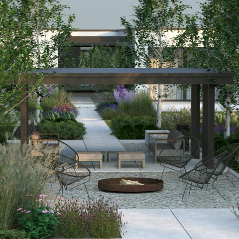 Projekt nowoczesnego ogrodu dla dużej rodziny.