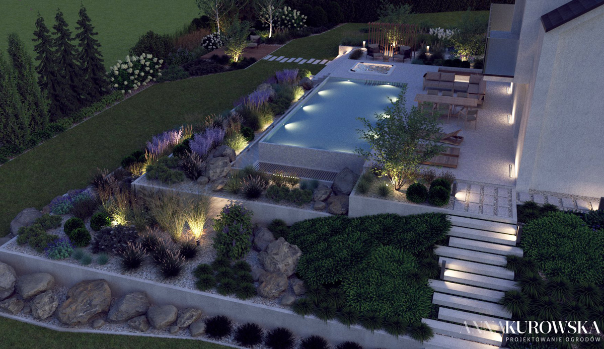 Projekt ogrodu na górskim zboczu