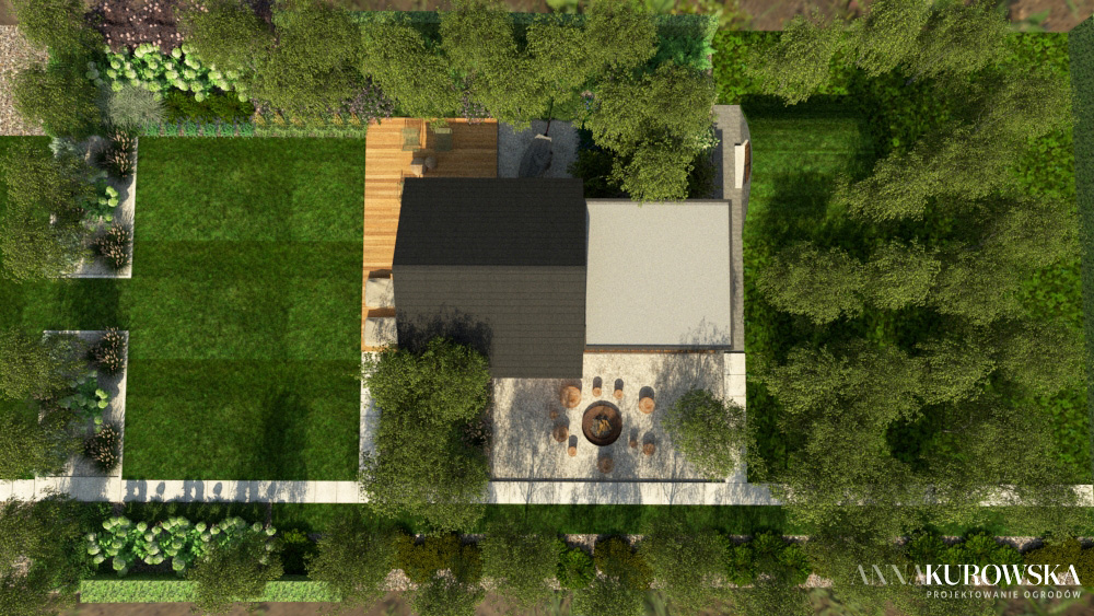Duży rezydencjonalny ogród z altaną