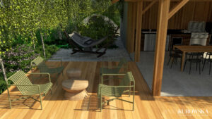 Duży rezydencjonalny ogród z altaną