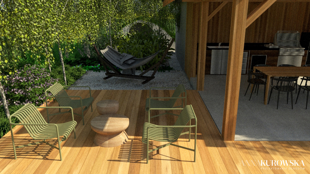 Duży rezydencjonalny ogród z altaną