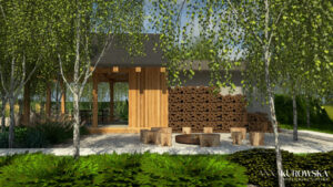 Duży rezydencjonalny ogród z altaną