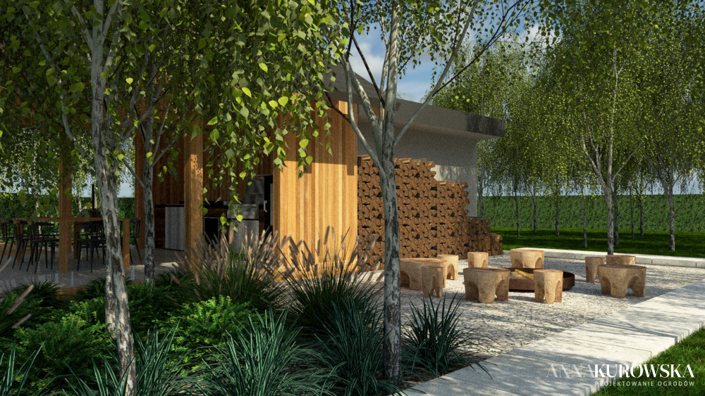 Duży rezydencjonalny ogród z altaną