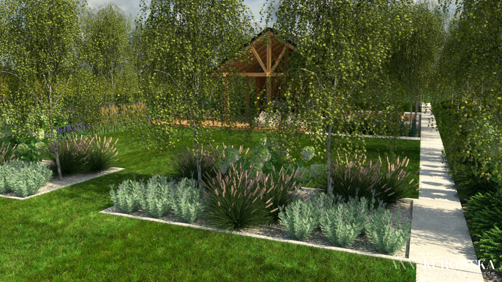 Duży rezydencjonalny ogród z altaną