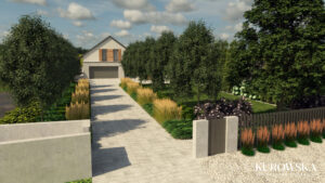 Duży rezydencjonalny ogród z altaną